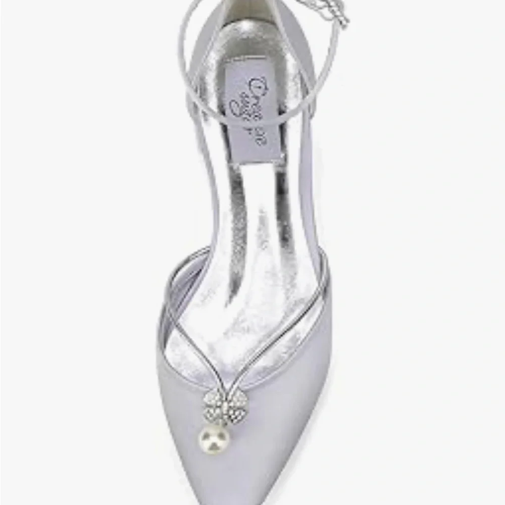Elegant Silver Women's Ankle Strap Shoes - Picture 5 of 5